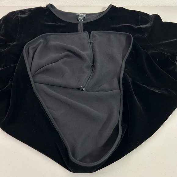 Eileen Fisher Black Velvet Silk Rayon Open Front Jacket Blazer Medium - Picture 6 of 13
